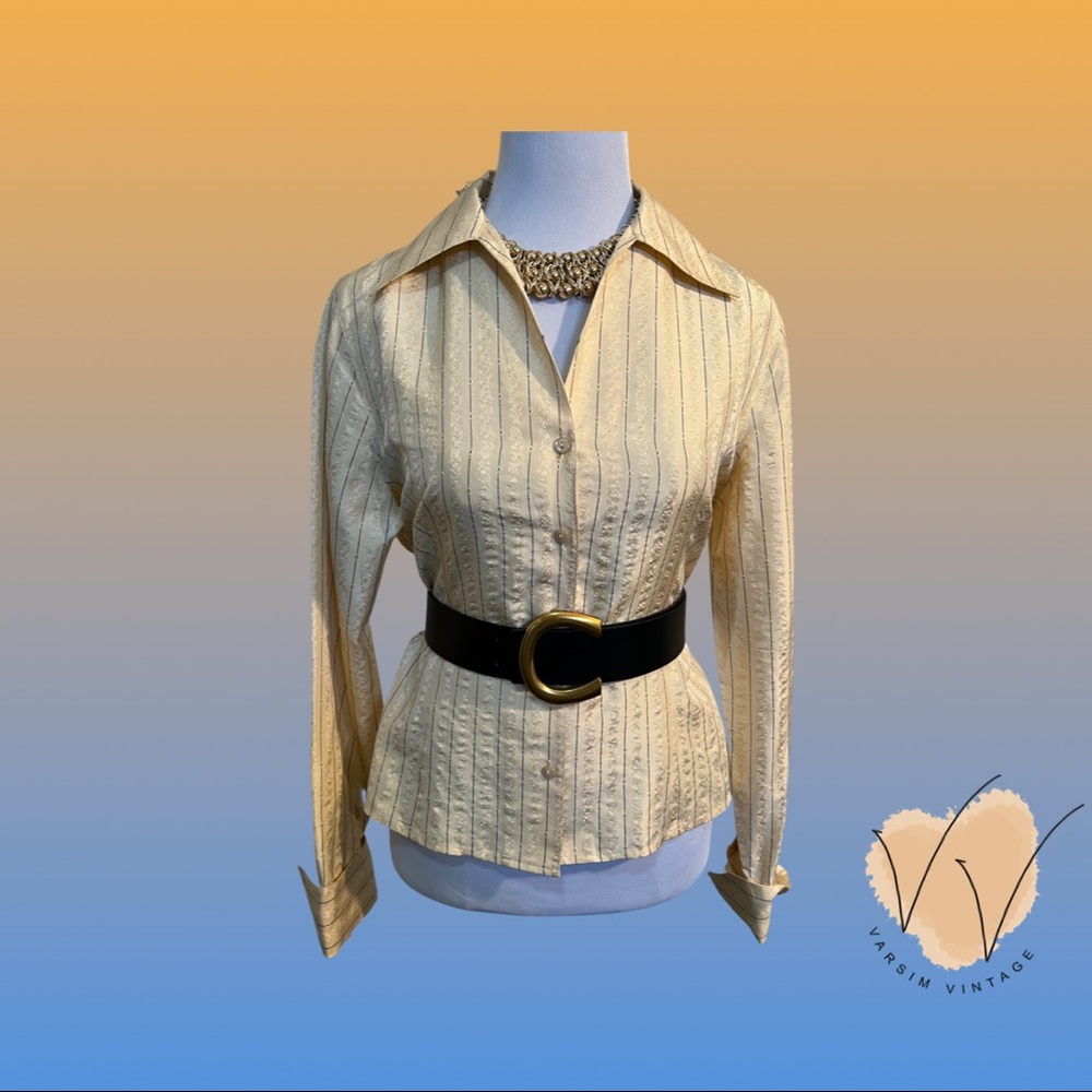 Yellow Silk Long Sleeve Blouse